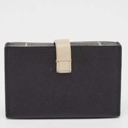 Pre Owned Celine Black/Beige Leather Accordion Card Holder