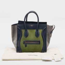 Celine Tricolor Nubuck Leather Mini Luggage Tote