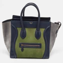 Celine Tricolor Nubuck Leather Mini Luggage Tote