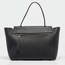 Pre Owned Celine Black Leather Medium Belt Top Handle Bag