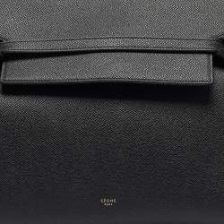 Pre Owned Celine Black Leather Medium Belt Top Handle Bag