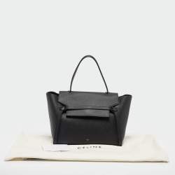 Pre Owned Celine Black Leather Medium Belt Top Handle Bag