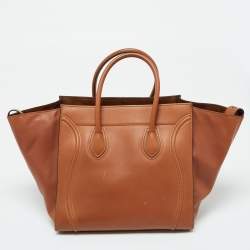 Pre Owned Celine Brown Leather Medium Luggage Phantom Tote