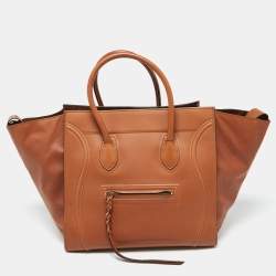Pre Owned Celine Brown Leather Medium Luggage Phantom Tote