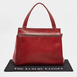 Pre Owned Celine Red Leather Medium Edge Top Handle Bag