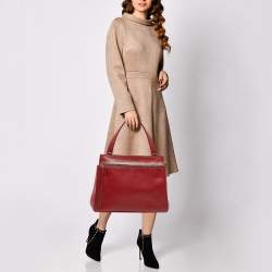 Pre Owned Celine Red Leather Medium Edge Top Handle Bag