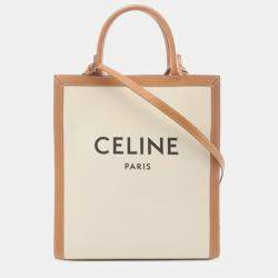 Celine Beige Canvas Small Vertical Satchel Bag