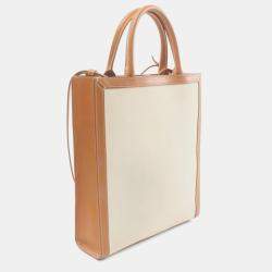 Celine Beige Canvas Small Vertical Satchel Bag