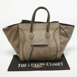 Celine Beige Python Medium Luggage Phantom Tote
