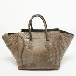 Celine Beige Python Medium Luggage Phantom Tote