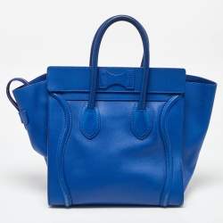 Celine Blue Leather Mini Luggage Tote