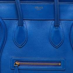 Celine Blue Leather Mini Luggage Tote