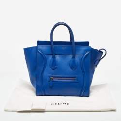 Celine Blue Leather Mini Luggage Tote