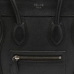 Pre Owned Celine Black Leather Micro Luggage Tote