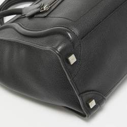 Pre Owned Celine Black Leather Micro Luggage Tote