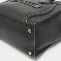 Pre Owned Celine Black Leather Micro Luggage Tote