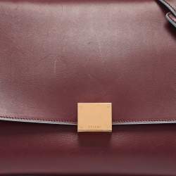 مملوكة مسبقًا Celine Burgundy/Light Blue Leather Small Trapeze Top Handle Bag