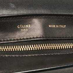 Pre Owned Celine Black/Beige Python and Leather Medium Trapeze Top Handle Bag