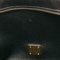 Pre Owned Celine Black/Beige Python and Leather Medium Trapeze Top Handle Bag