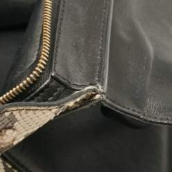 Pre Owned Celine Black/Beige Python and Leather Medium Trapeze Top Handle Bag