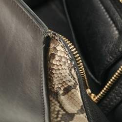 Pre Owned Celine Black/Beige Python and Leather Medium Trapeze Top Handle Bag