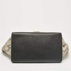 Pre Owned Celine Black/Beige Python and Leather Medium Trapeze Top Handle Bag