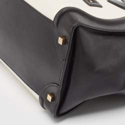 Pre Owned Celine Black/White Leather Mini Luggage Tote