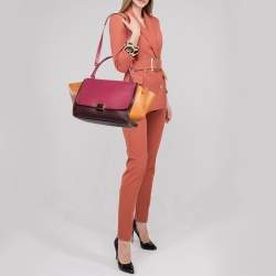 Pre Owned Celine Tricolor Leather Medium Trapeze Top Handle Bag