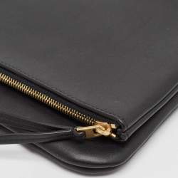 Celine Black/Blue Leather Fold Over Zip Clutch