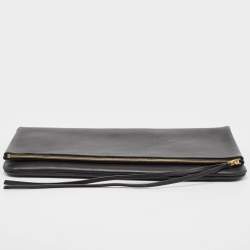 Celine Black/Blue Leather Fold Over Zip Clutch