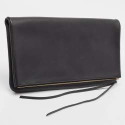 Celine Black/Blue Leather Fold Over Zip Clutch