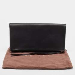 Celine Black/Blue Leather Fold Over Zip Clutch