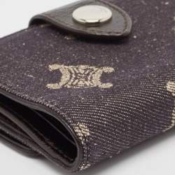 Celine Black Denim Macadam Print French Wallet