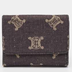 Celine Black Denim Macadam Print French Wallet