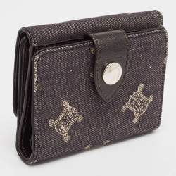 Celine Black Denim Macadam Print French Wallet