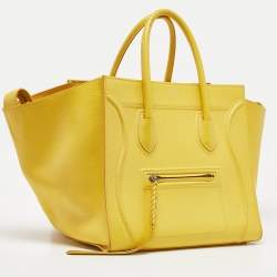 Pre Owned Celine Yellow Leather Medium Phantom Luggage Tote