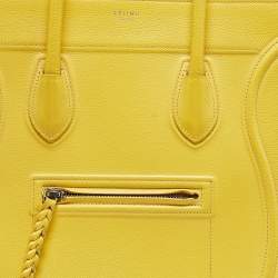 Pre Owned Celine Yellow Leather Medium Phantom Luggage Tote