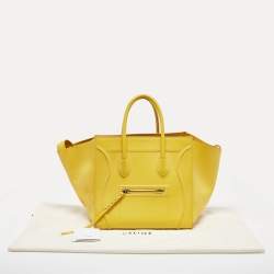 Pre Owned Celine Yellow Leather Medium Phantom Luggage Tote