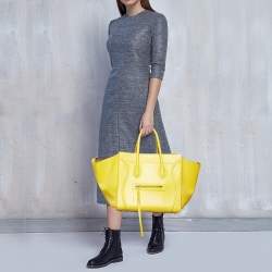 Pre Owned Celine Yellow Leather Medium Phantom Luggage Tote