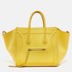 Pre Owned Celine Yellow Leather Medium Phantom Luggage Tote