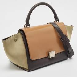 Celine Multicolor Nubuck, Patent and Leather Small Trapeze Top Handle Bag