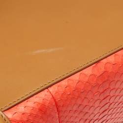 Celine Brown/Coral Orange Python and Leather Mini Luggage Tote