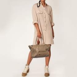 Pre Owned Celine Beige Leather Shoulder Luggage Tote