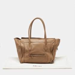 Pre Owned Celine Beige Leather Shoulder Luggage Tote