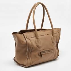 Pre Owned Celine Beige Leather Shoulder Luggage Tote