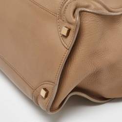 Pre Owned Celine Beige Leather Shoulder Luggage Tote