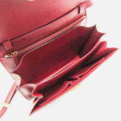 Celine Red Leather Medium Classic Box Shoulder Bag