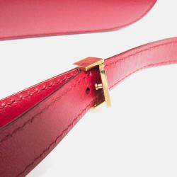 Celine Red Leather Medium Classic Box Shoulder Bag