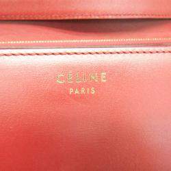 Celine Red Leather Medium Classic Box Shoulder Bag