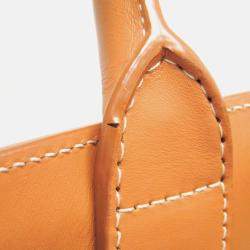 Celine Camel/Off-White Leather and Canvas Vertical Cabas Tote Bag